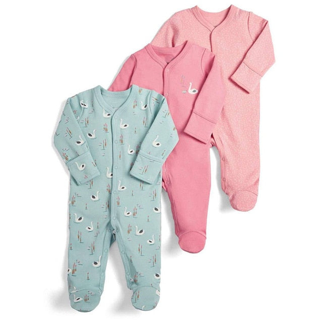 Baby Rompers 3pcs Flower Sleepsuit