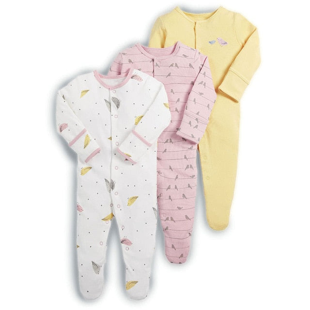 Baby Rompers 3pcs Flower Sleepsuit