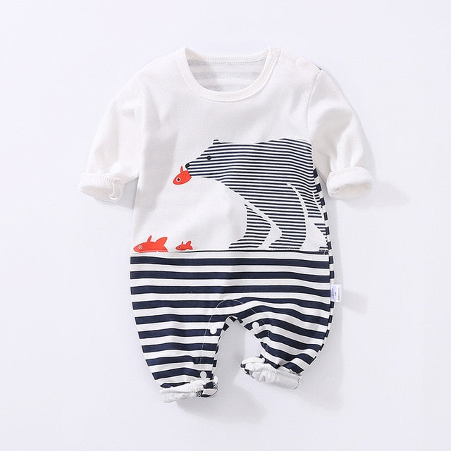 YiErYing  High Quality Soft Newborn Clothing Baby Rompers Cartoon printing 100% Cotton Long Sleeve Infant Pajamas Kids Clothing