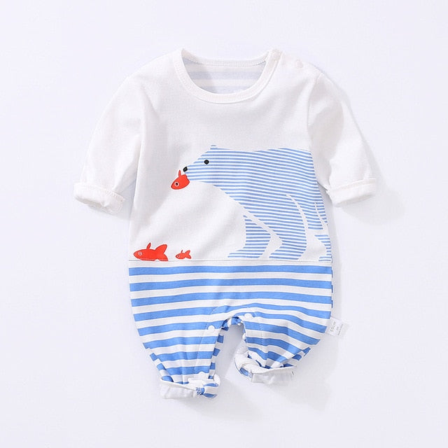 YiErYing  High Quality Soft Newborn Clothing Baby Rompers Cartoon printing 100% Cotton Long Sleeve Infant Pajamas Kids Clothing