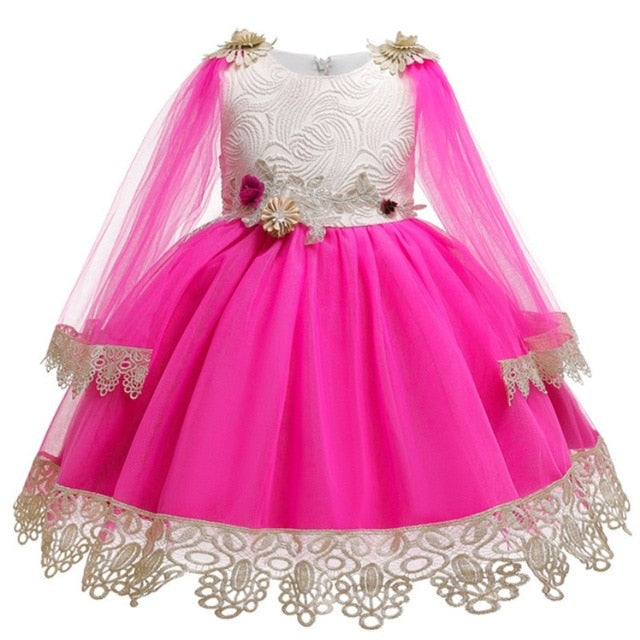 Girls Princess Flowers Ball Gown