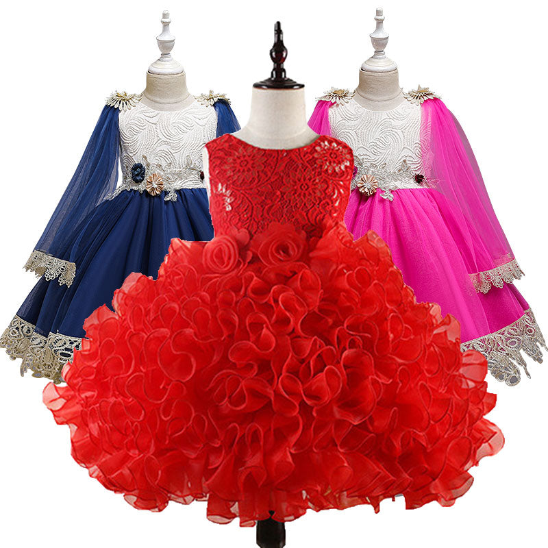 Girls Princess Flowers Ball Gown