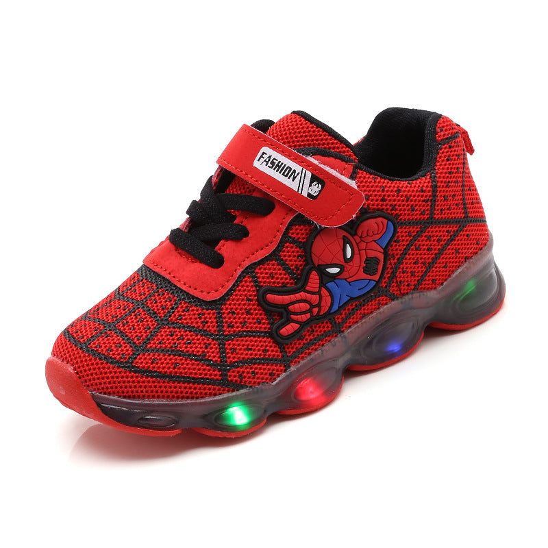 led mesh spiderman kids shoes children boys girls