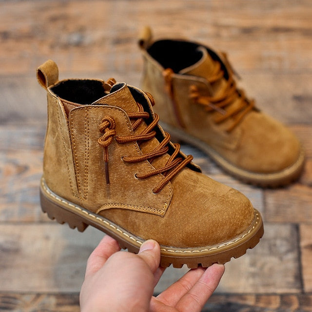 Winter Boys Girls Boots Genuine Leather