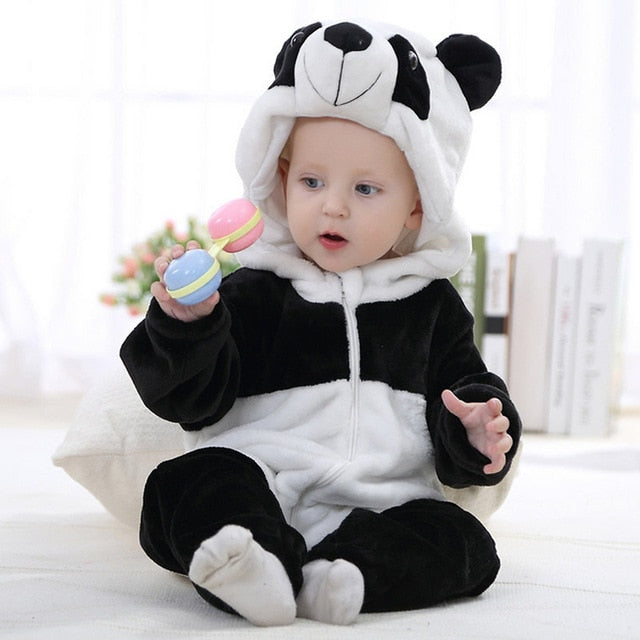 Cute Cartoon Flannel Baby Rompers