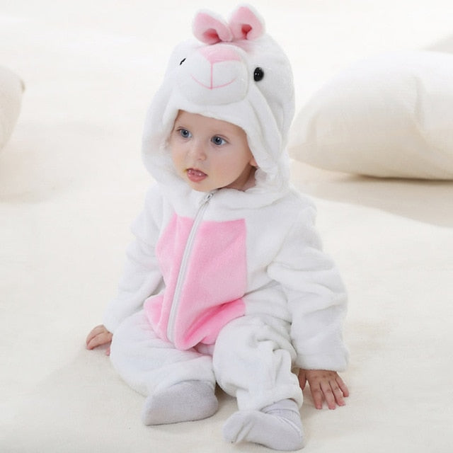 Cute Cartoon Flannel Baby Rompers