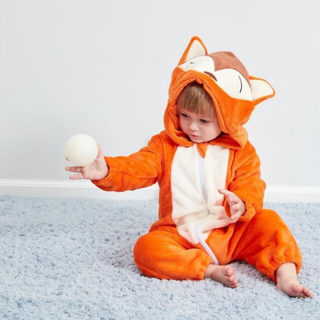 Cute Cartoon Flannel Baby Rompers