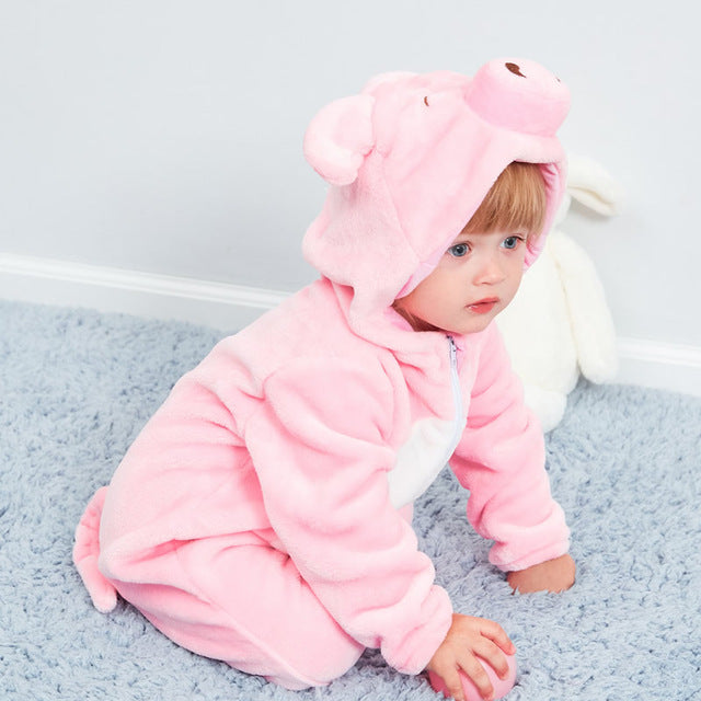 Cute Cartoon Flannel Baby Rompers