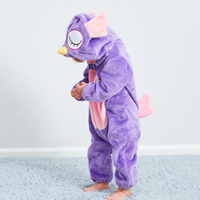 Cute Cartoon Flannel Baby Rompers