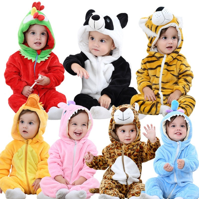 Cute Cartoon Flannel Baby Rompers