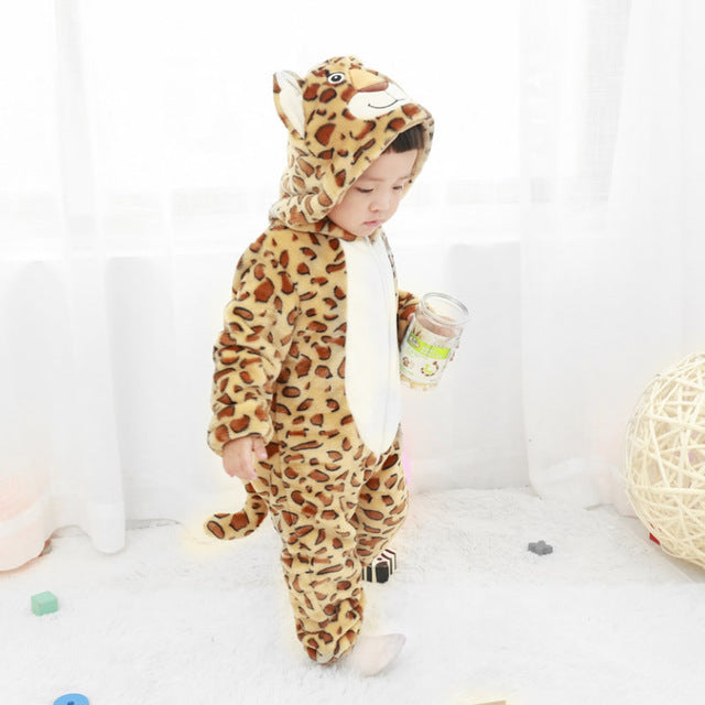 Cute Cartoon Flannel Baby Rompers