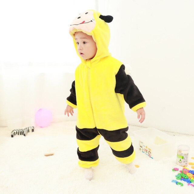 Cute Cartoon Flannel Baby Rompers