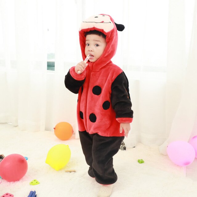 Cute Cartoon Flannel Baby Rompers