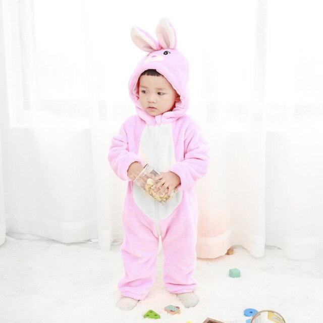 Cute Cartoon Flannel Baby Rompers