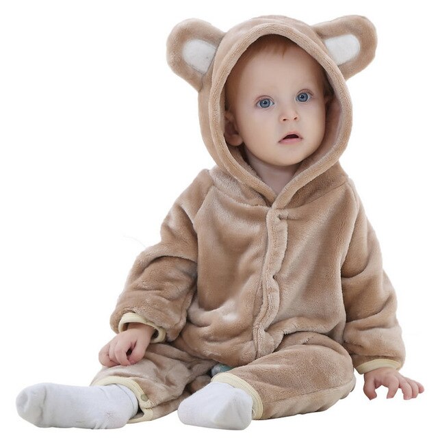 Cute Cartoon Flannel Baby Rompers