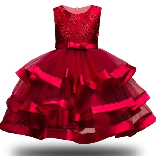 Girls Princess Flowers Ball Gown