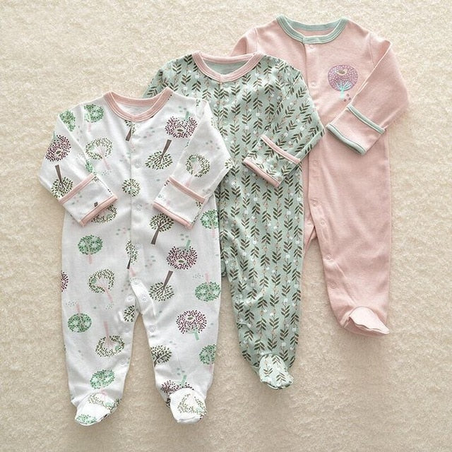 Baby Rompers 3pcs Flower Sleepsuit