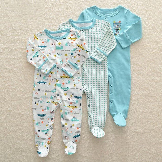 Baby Rompers 3pcs Flower Sleepsuit