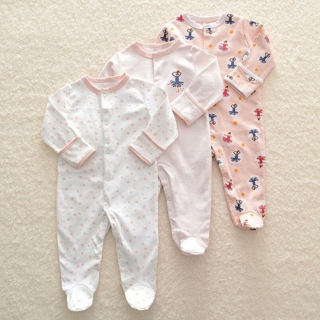 Baby Rompers 3pcs Flower Sleepsuit