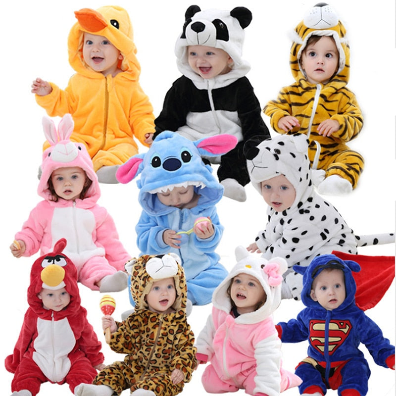Cute Cartoon Flannel Baby Rompers