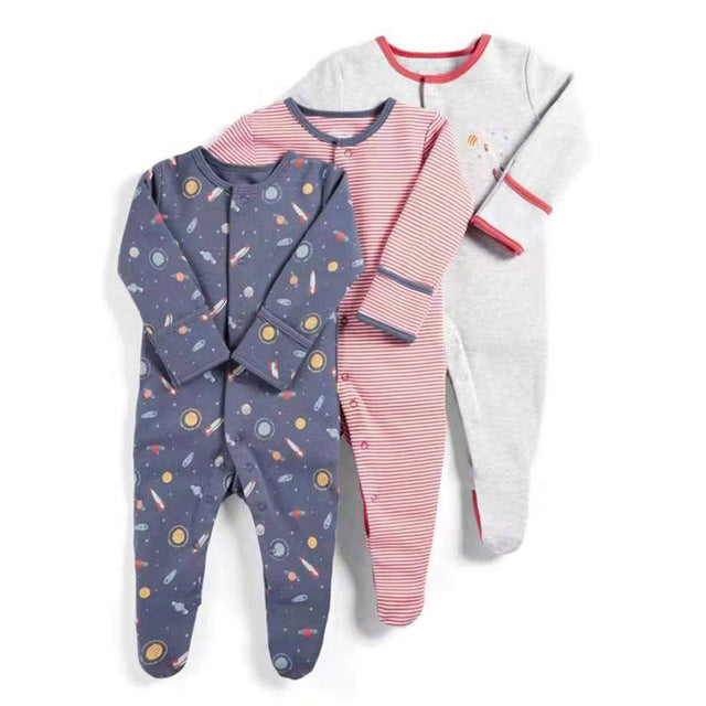 Baby Rompers 3pcs Flower Sleepsuit