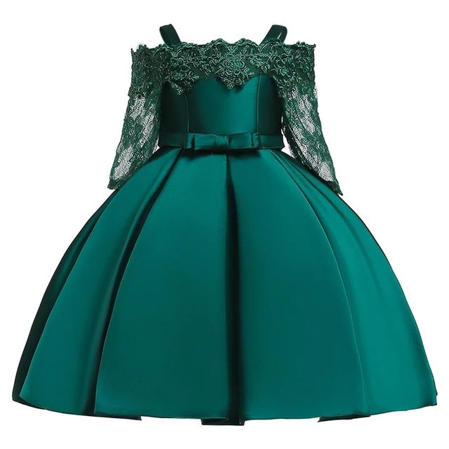 Girls Shoulderless Half Sleeve Gown