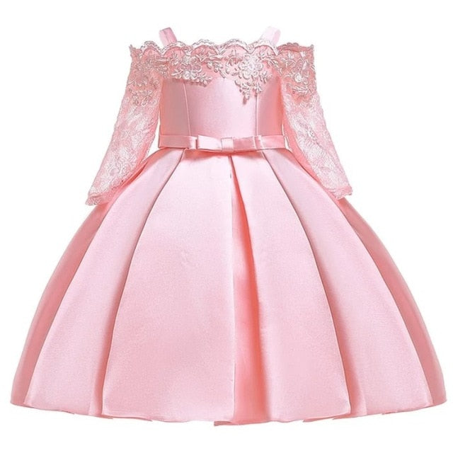 Girls Shoulderless Half Sleeve Gown