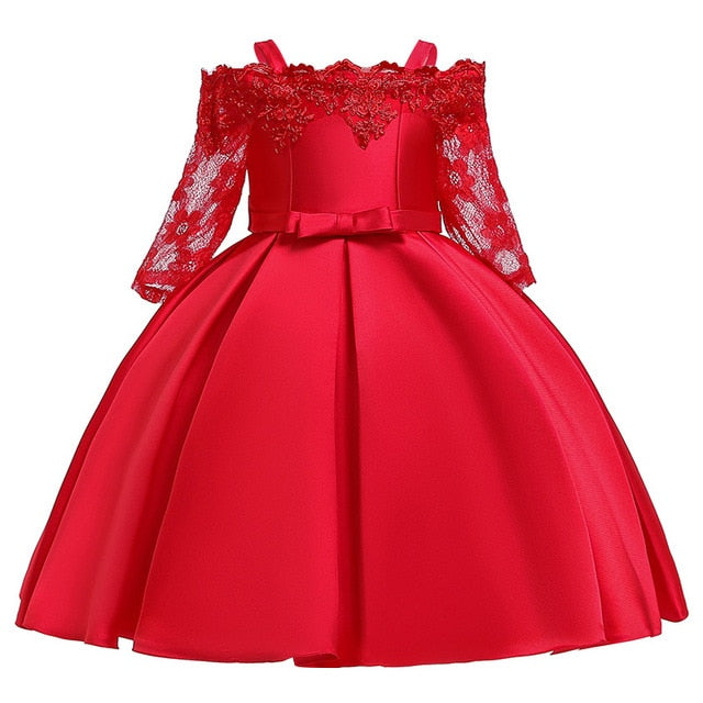 Girls Shoulderless Half Sleeve Gown