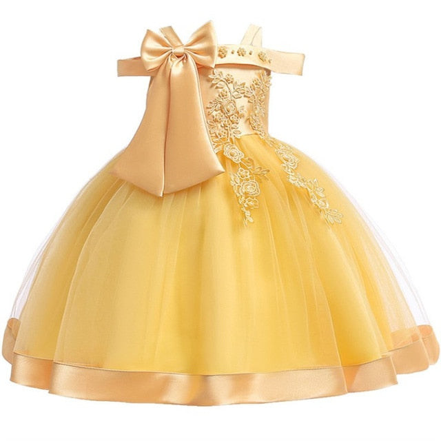 Baby Girl 3D Flower Silk Princess Dress