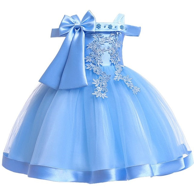 Baby Girl 3D Flower Silk Princess Dress