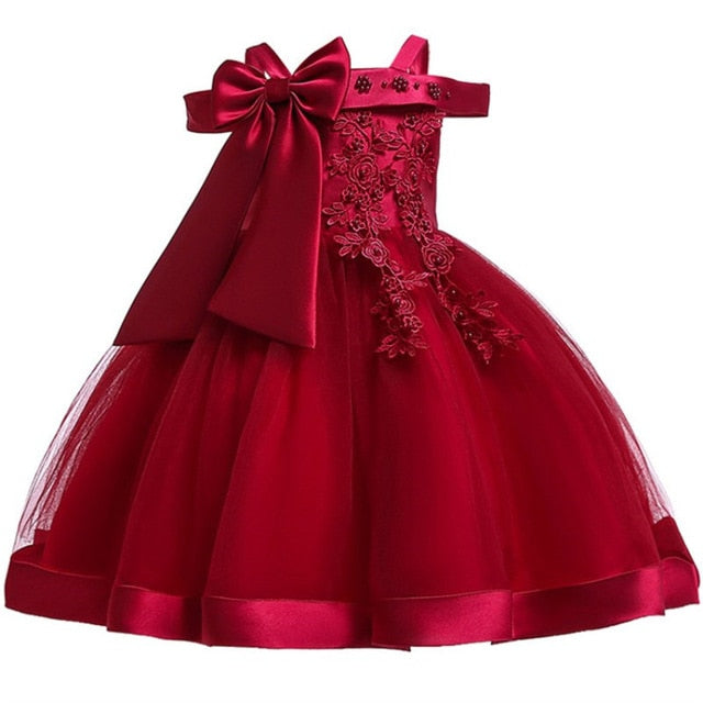 Baby Girl 3D Flower Silk Princess Dress