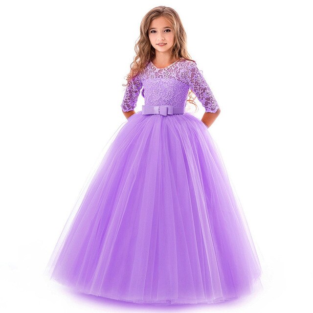 Kids Girls Lace Half Sleeve Gowns