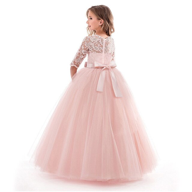 Kids Girls Lace Half Sleeve Gowns