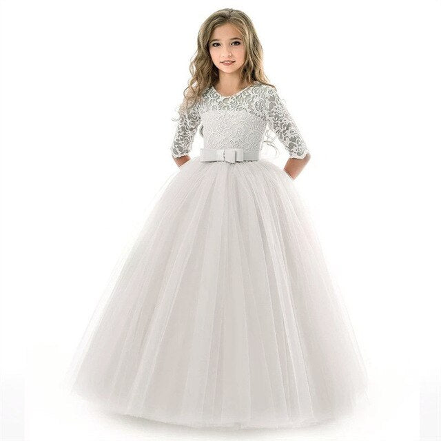 Kids Girls Lace Half Sleeve Gowns