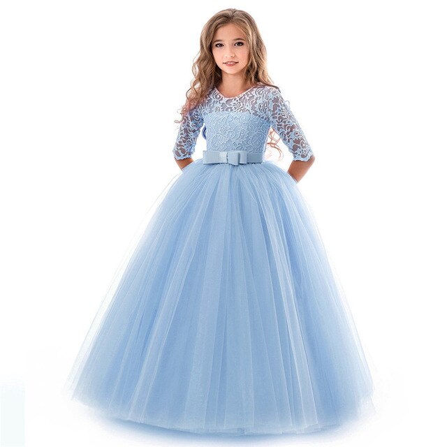 Kids Girls Lace Half Sleeve Gowns
