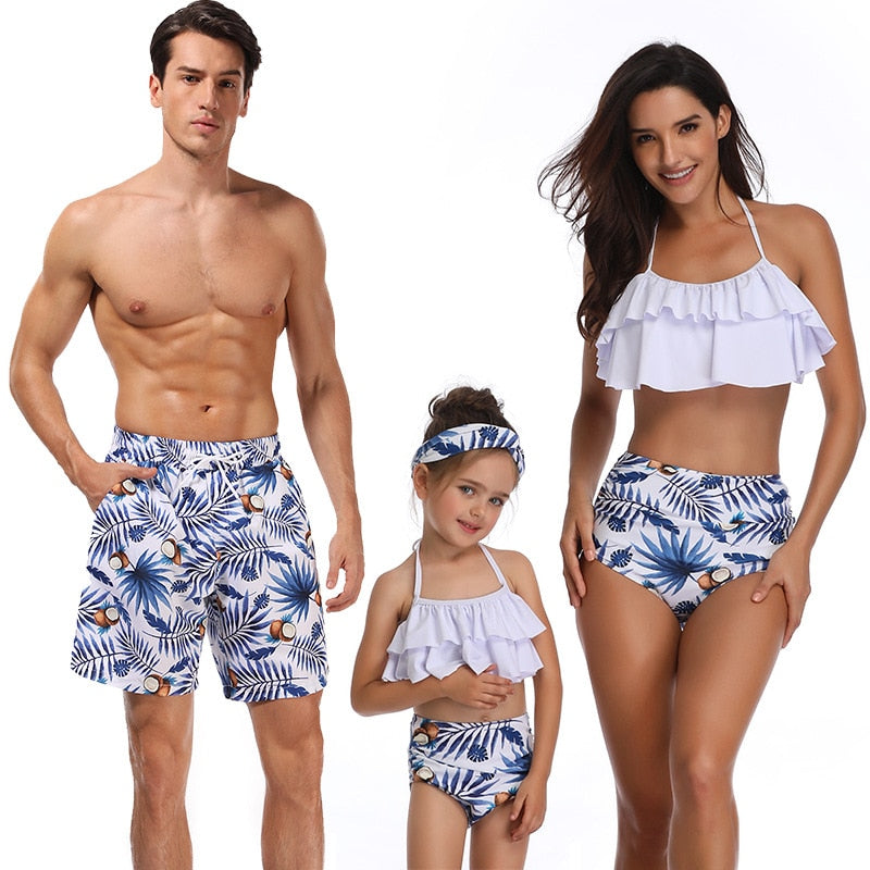 Family matching swimwear bikini beach