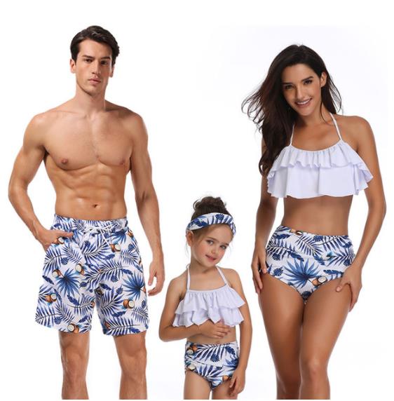 Family matching swimwear bikini beach