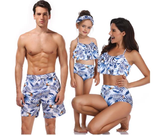 Family matching swimwear bikini beach