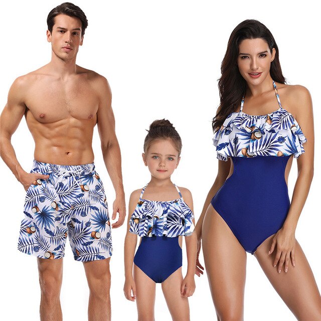 Family matching swimwear bikini beach