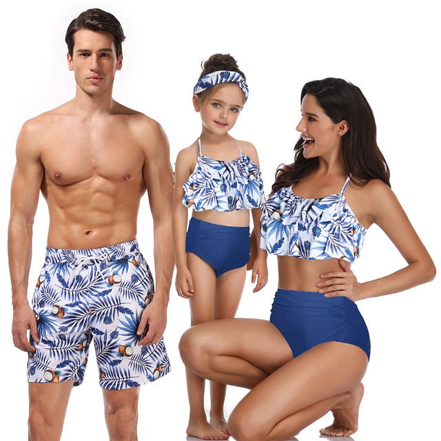 Family matching swimwear bikini beach