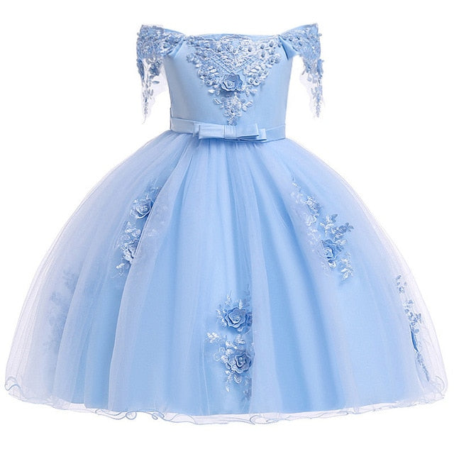 Baby Girl 3D Flower Silk Princess Dress