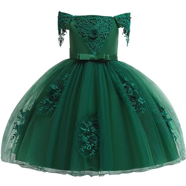 Baby Girl 3D Flower Silk Princess Dress