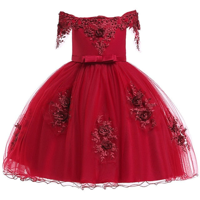Baby Girl 3D Flower Silk Princess Dress