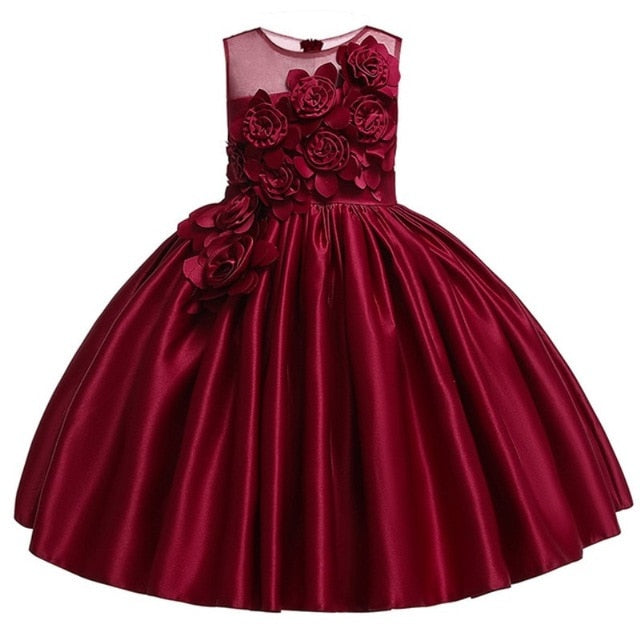 Girls Princess Flowers Ball Gown