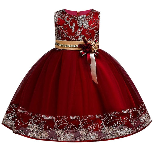 Girls Princess Flowers Ball Gown