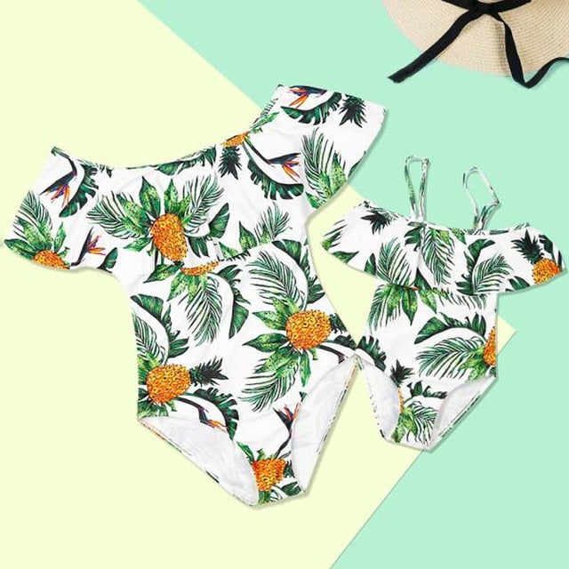 Striped Mother Daughter Swimwear