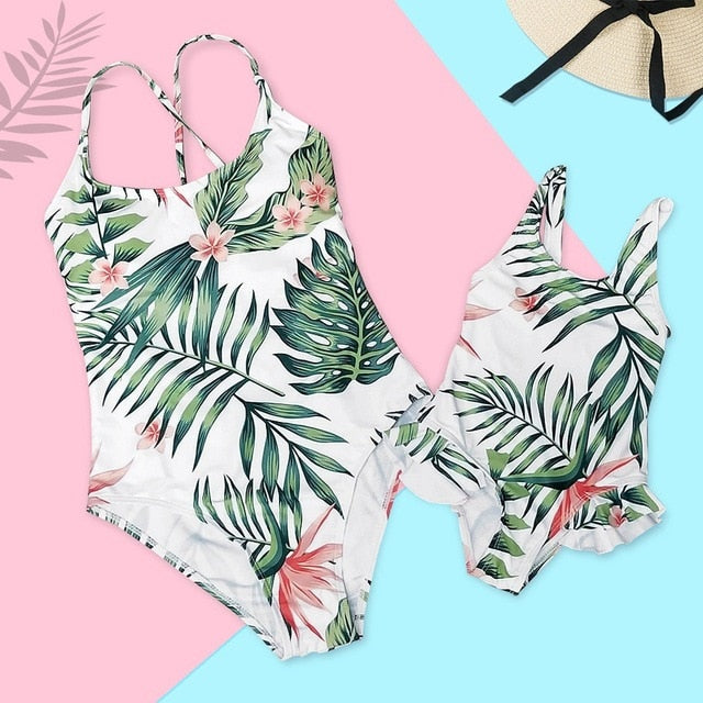 Striped Mother Daughter Swimwear
