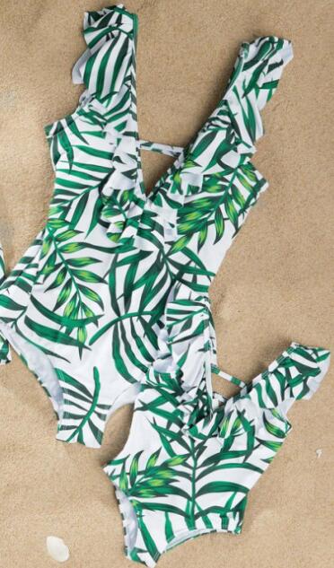 Striped Mother Daughter Swimwear