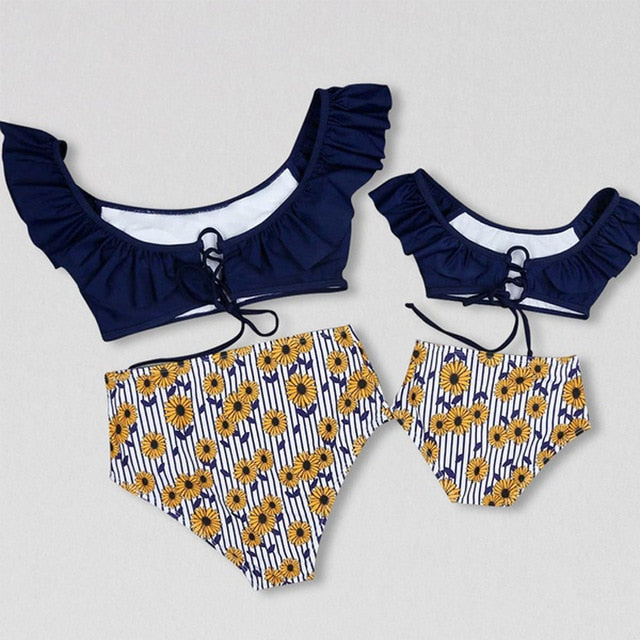 Striped Mother Daughter Swimwear