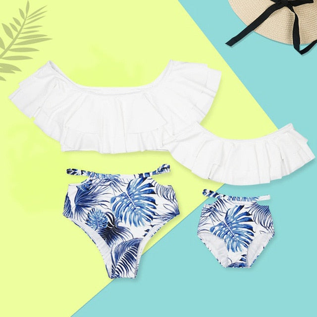Striped Mother Daughter Swimwear